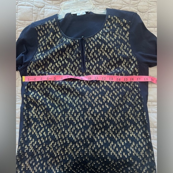GERARD DAREL Women's Navy and Gold Patterned Top - Picture 8 of 10